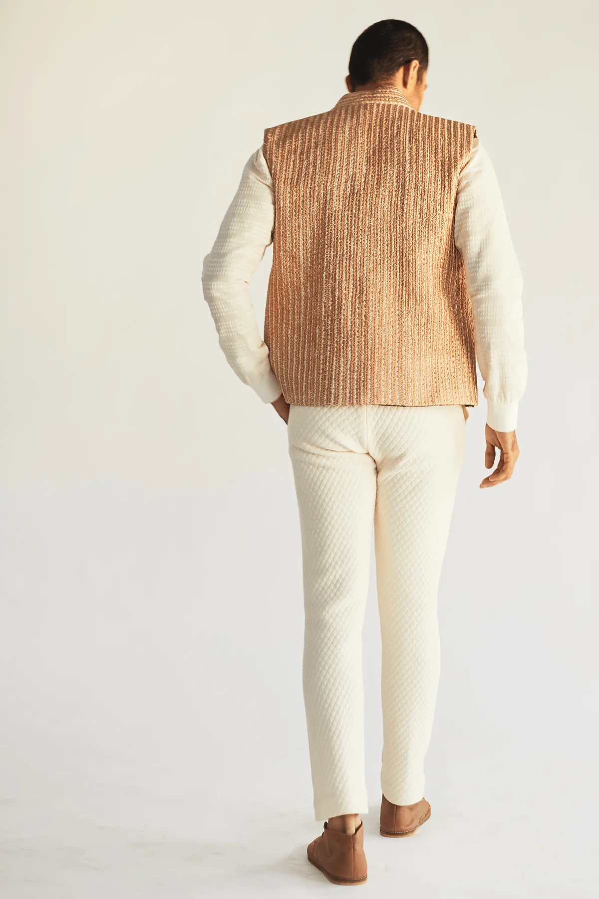 Geometric Embroidery Bandi Jacket with Pullover and Pants