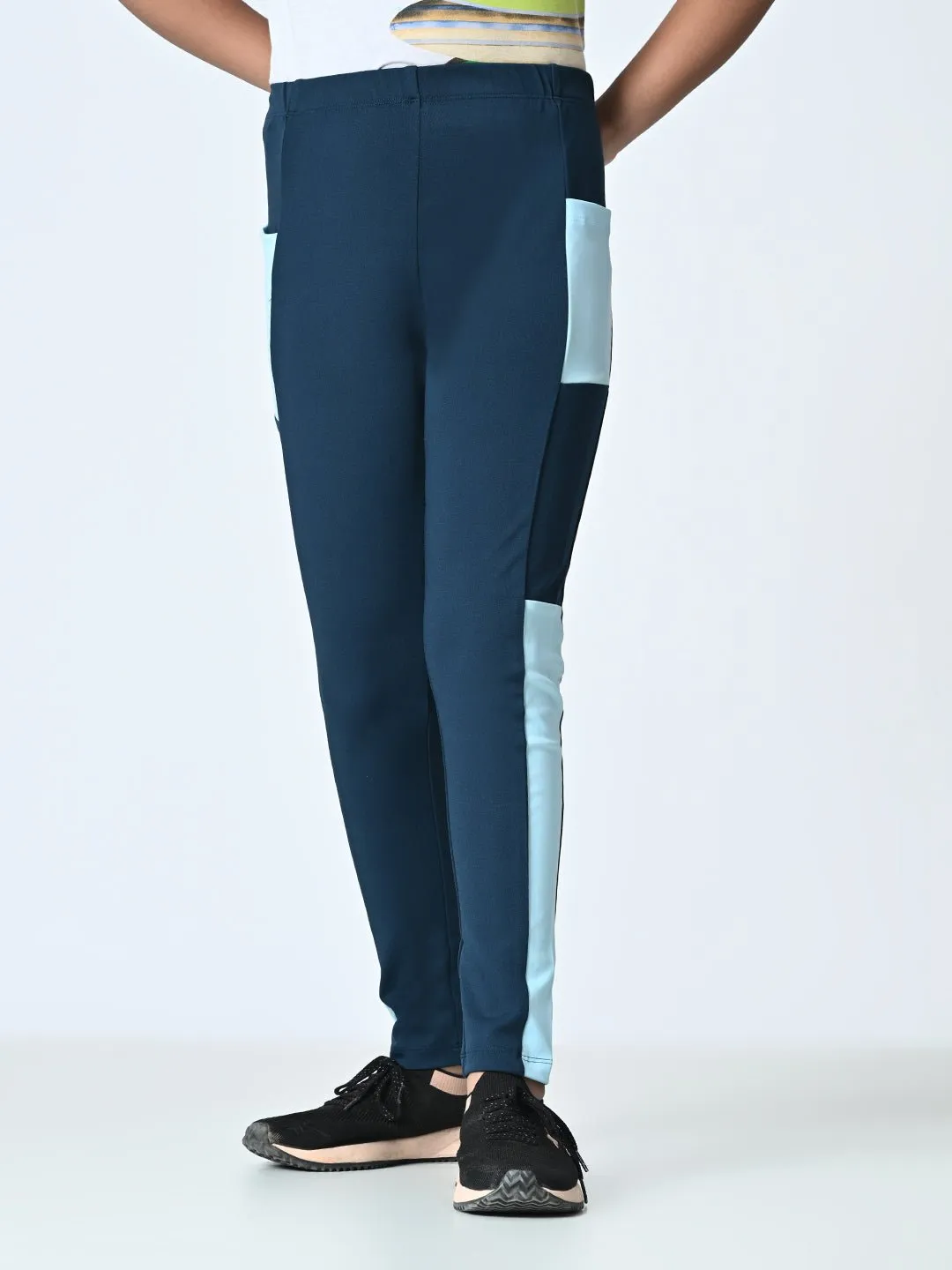Girls High-Rise Colour-Blocked Ankle length Tights