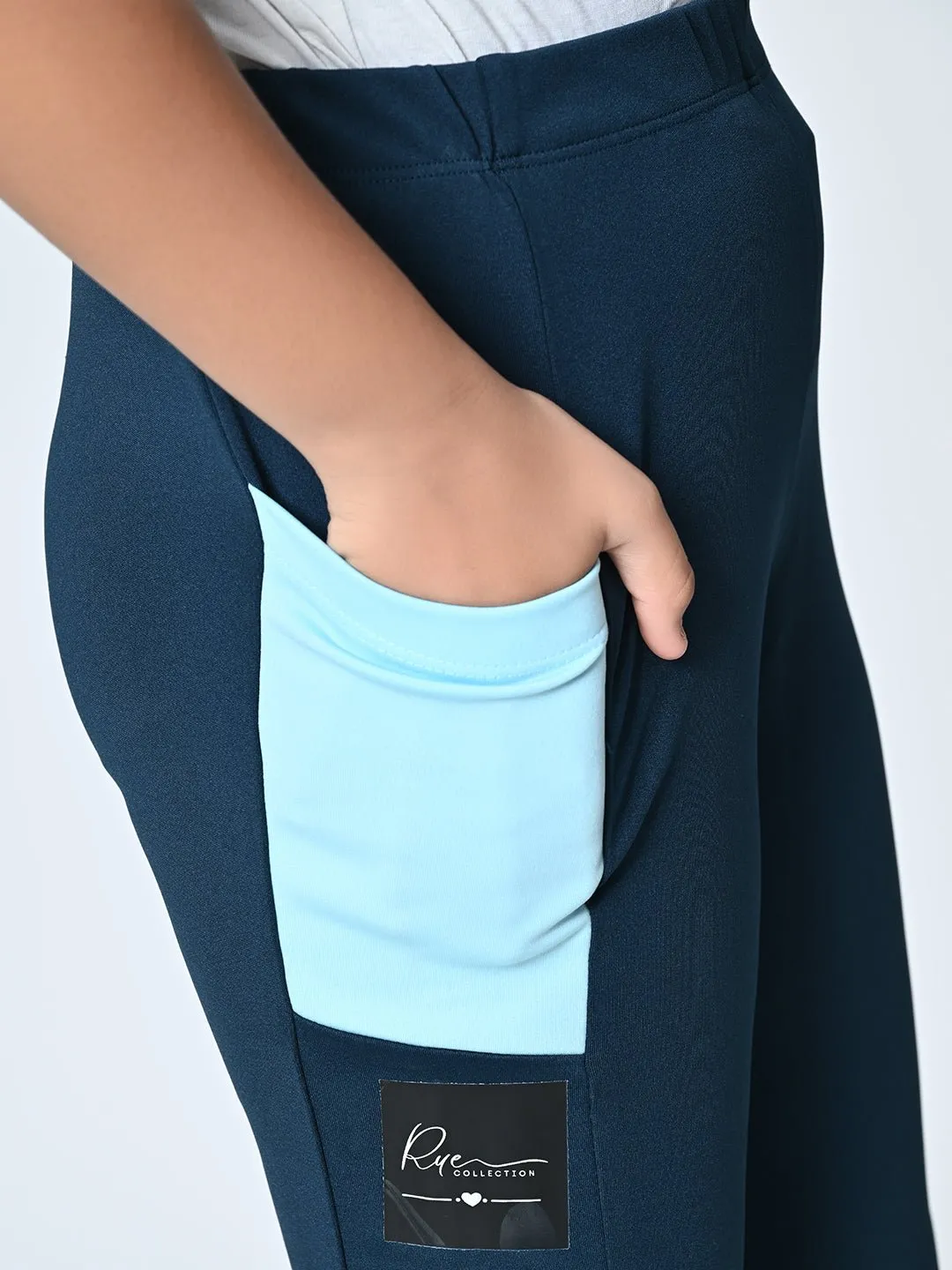 Girls High-Rise Colour-Blocked Ankle length Tights