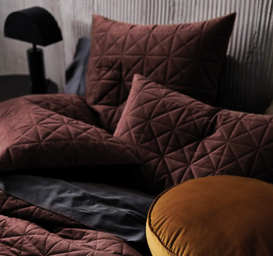 Heath Quilt Cover Set Range Chocolate