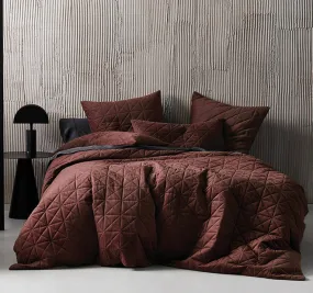 Heath Quilt Cover Set Range Chocolate