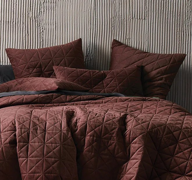 Heath Quilt Cover Set Range Chocolate