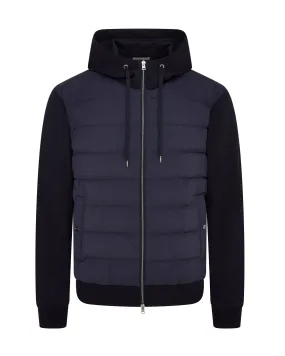 Herno Hybrid Knitted & Quilted Hooded Down Jacket (Navy)