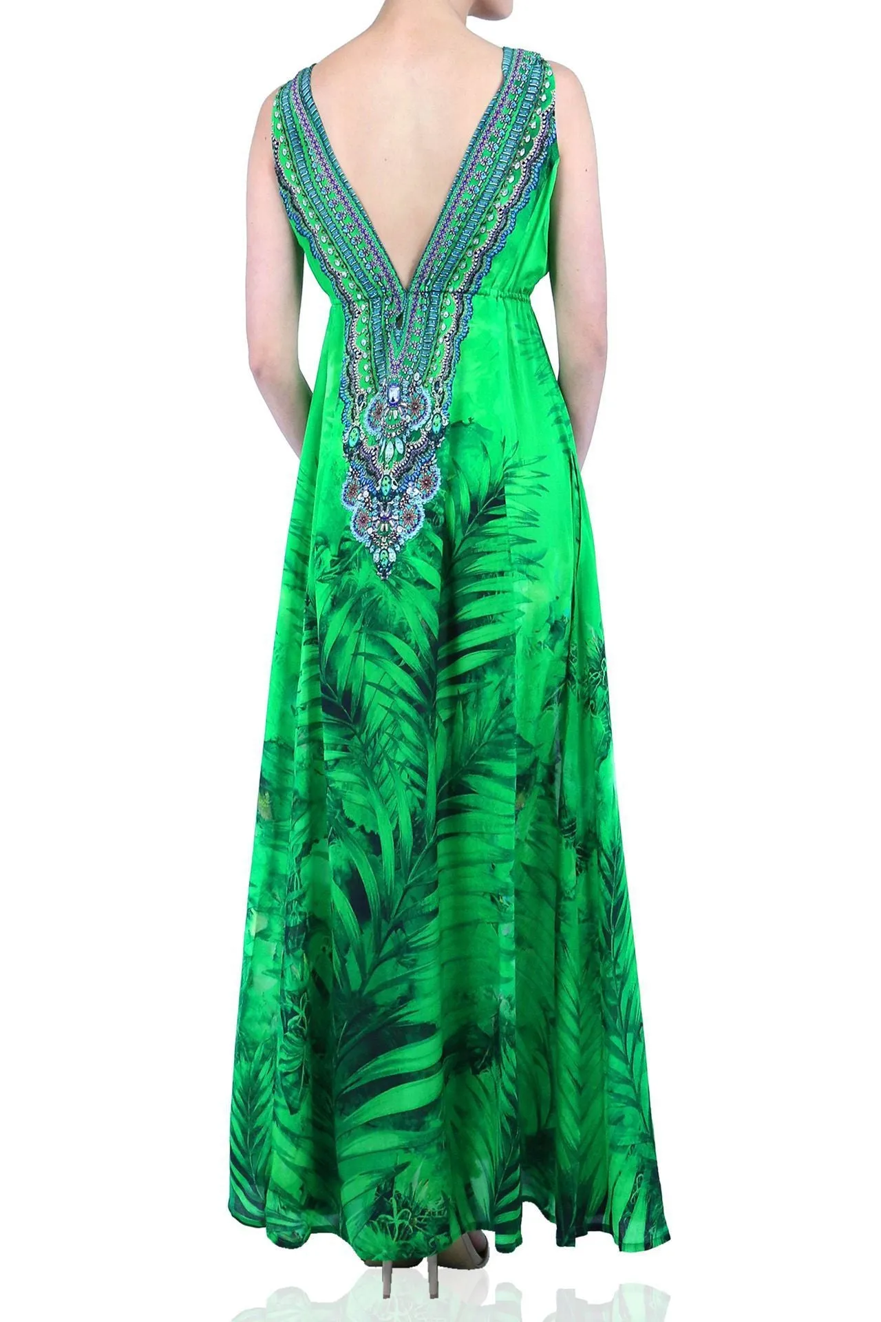 High Slit Green Maxi Dress