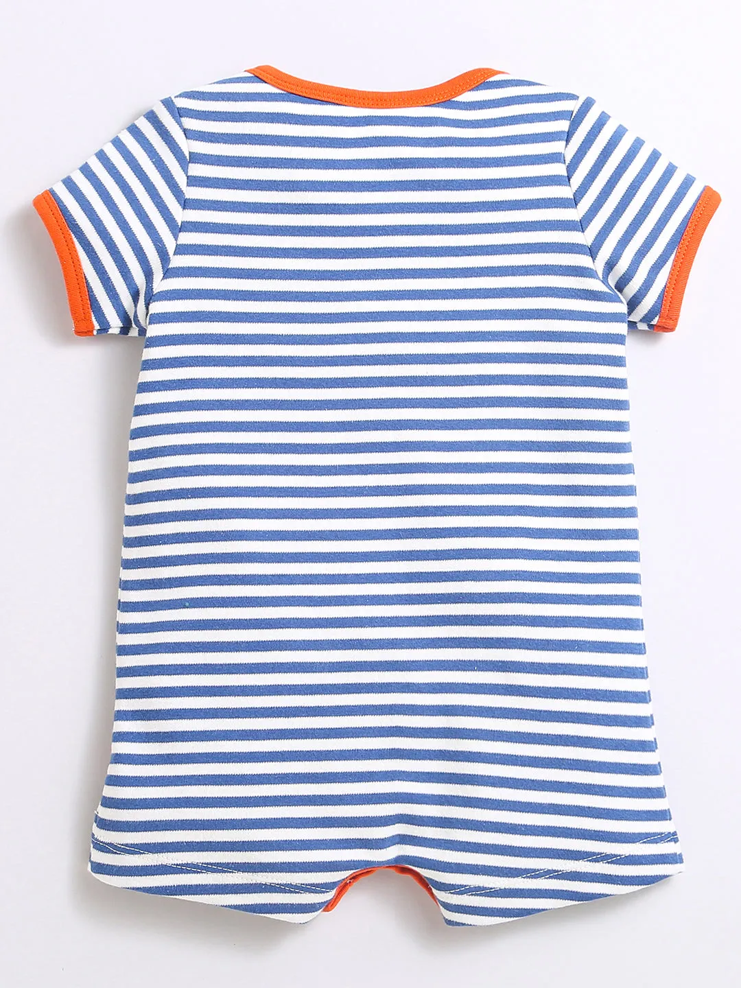 Horizontal Strip Car Print Lap Shoulder Half Romper For Unisex Baby