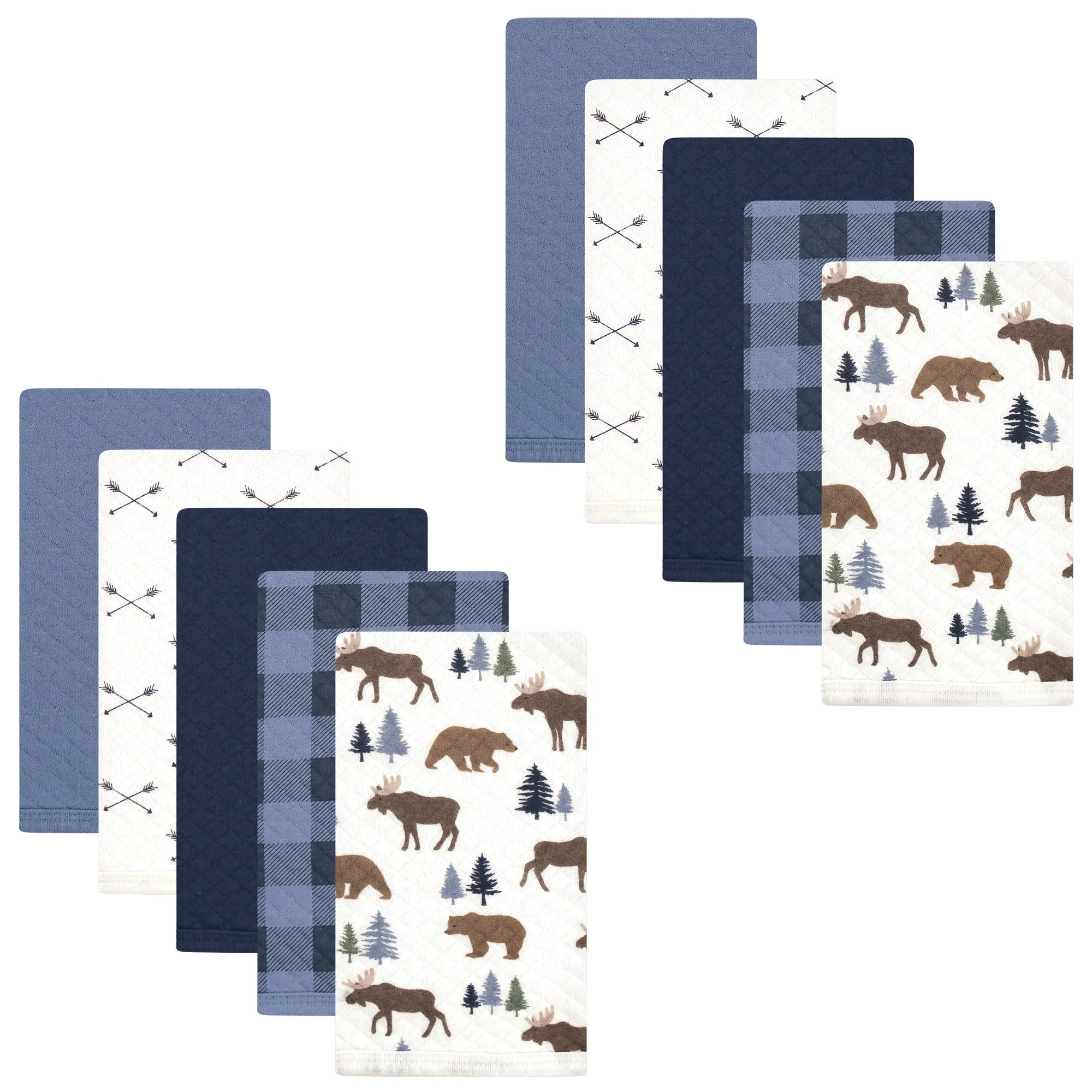 Hudson Baby Quilted Burp Cloths, Moose Bear