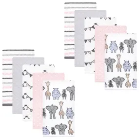 Hudson Baby Quilted Burp Cloths, Pink Safari