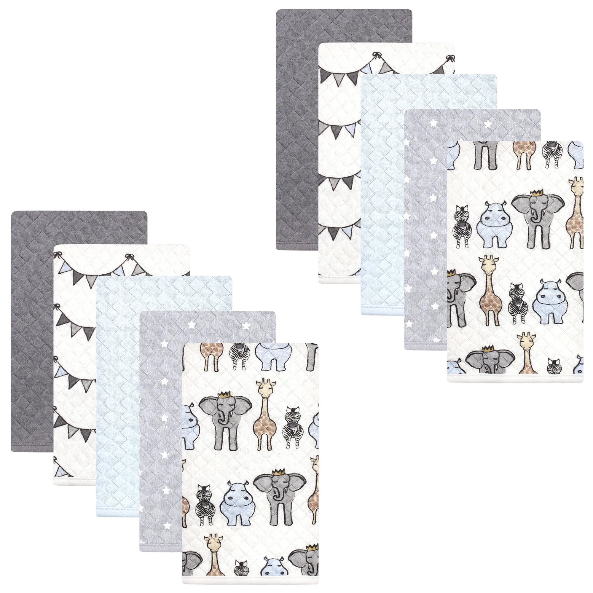 Hudson Baby Quilted Burp Cloths, Royal Safari