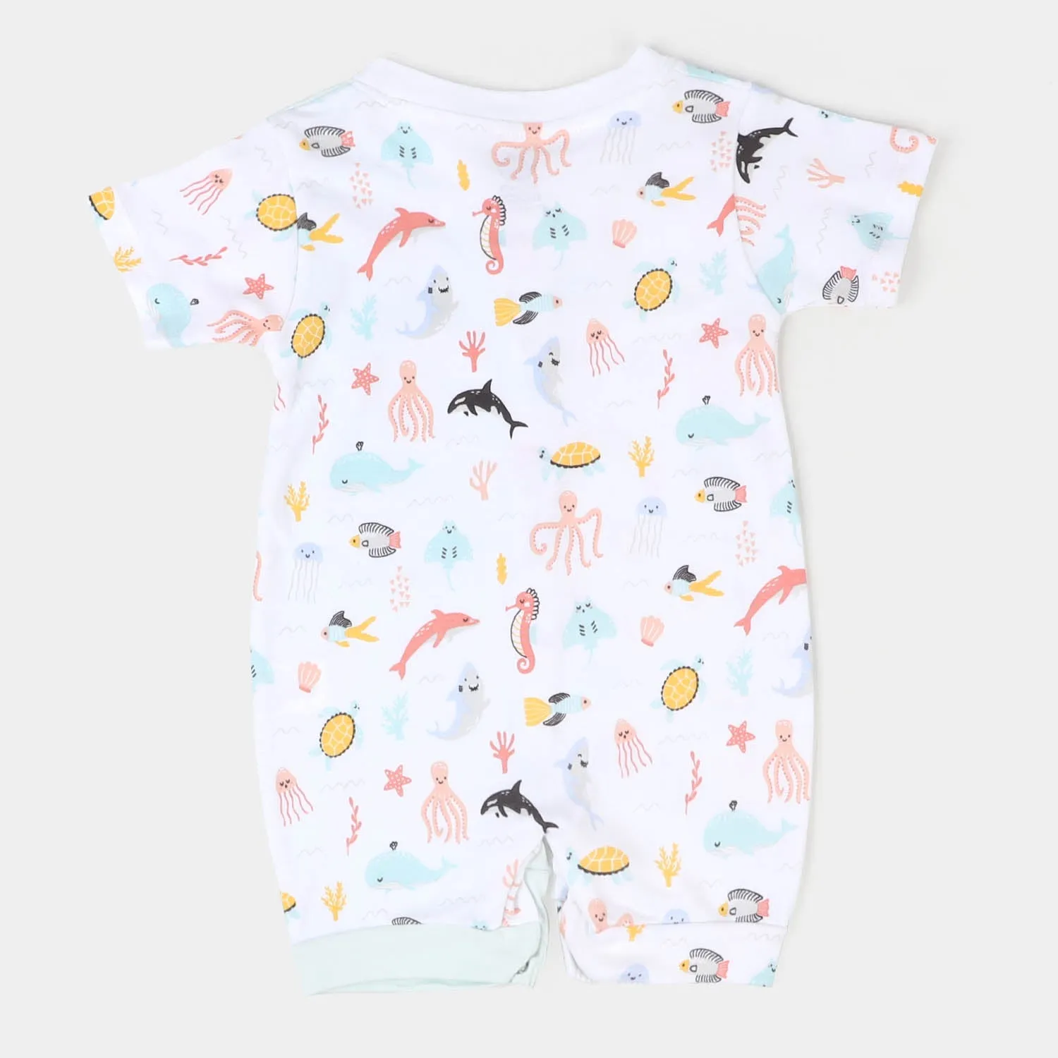 Infant Boys Cotton Romper Marine - White/Blue