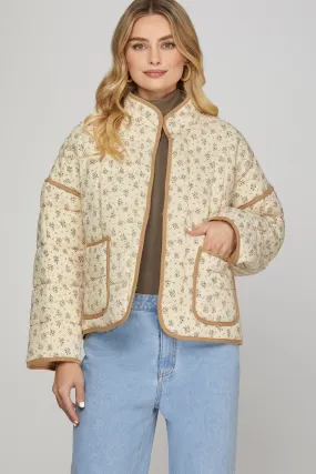 Izzy Quilted Floral Cream Jacket FINAL SALE