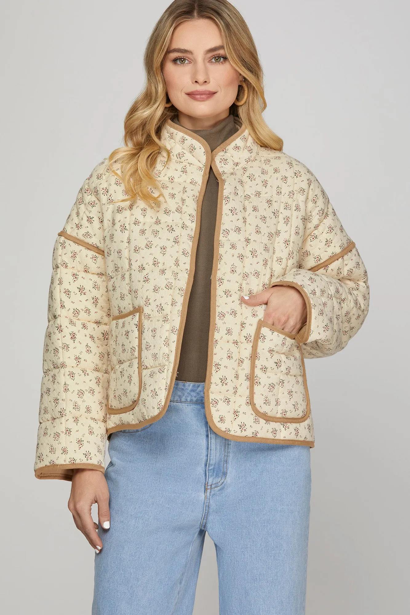 Izzy Quilted Floral Cream Jacket FINAL SALE