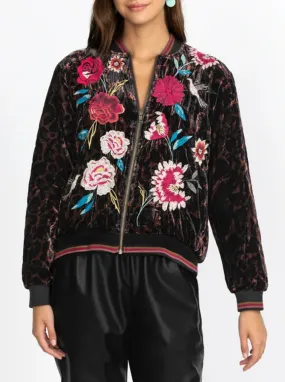Junia Velvet Quilted Bomber Jacket - Multi