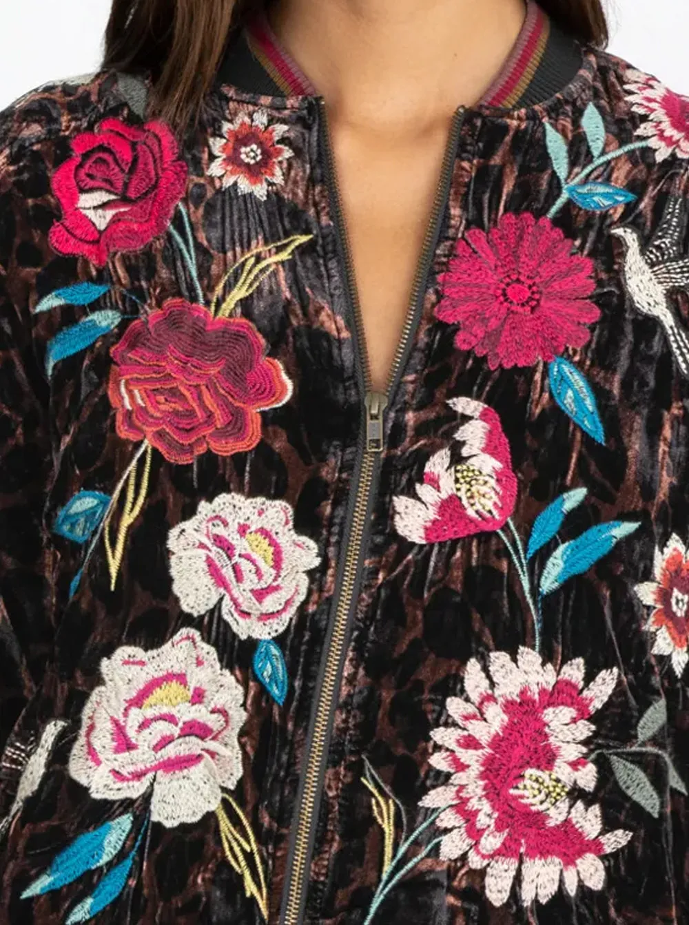 Junia Velvet Quilted Bomber Jacket - Multi