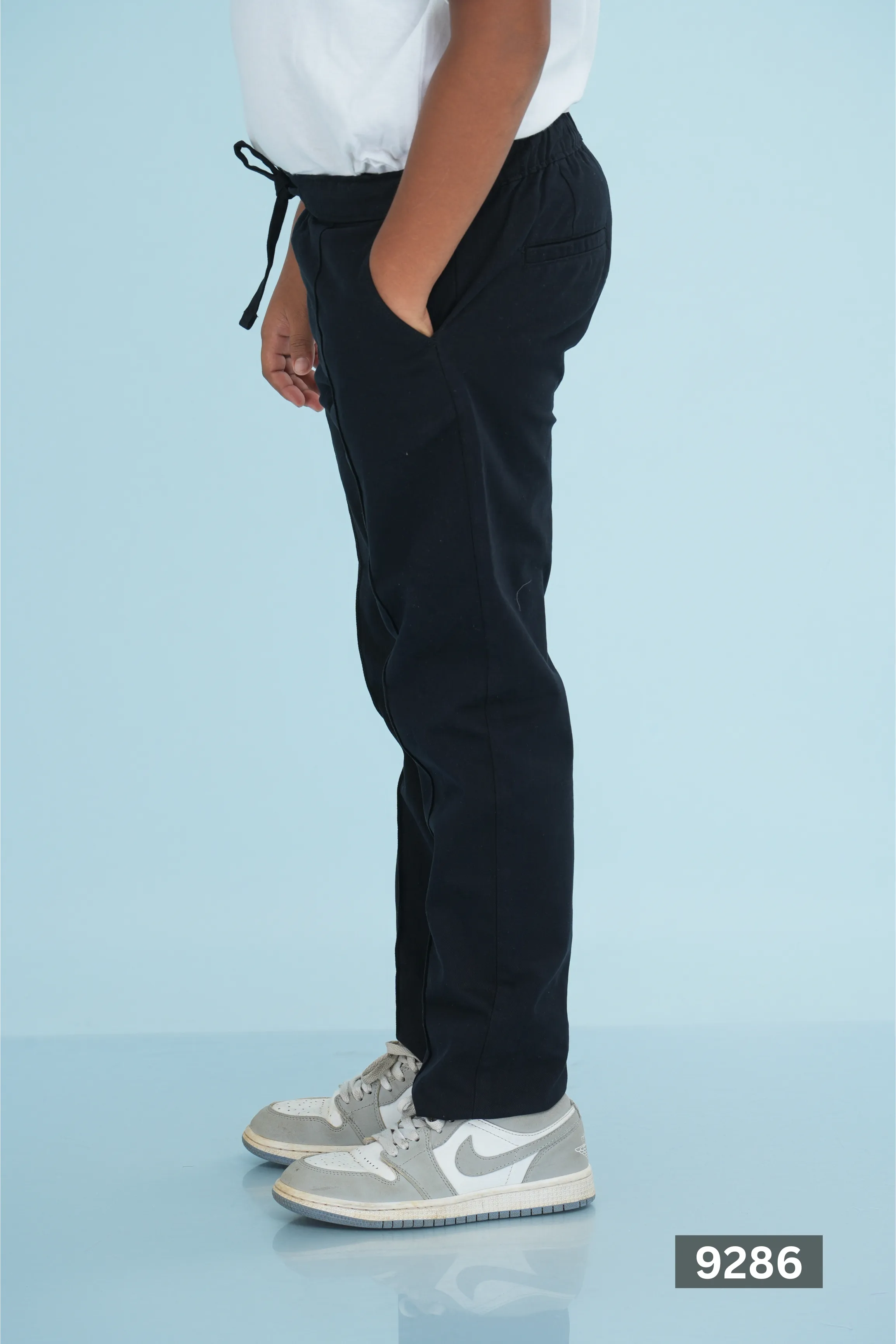 JUNIOR REGULAR LINEN COTTON PANT -BLACK