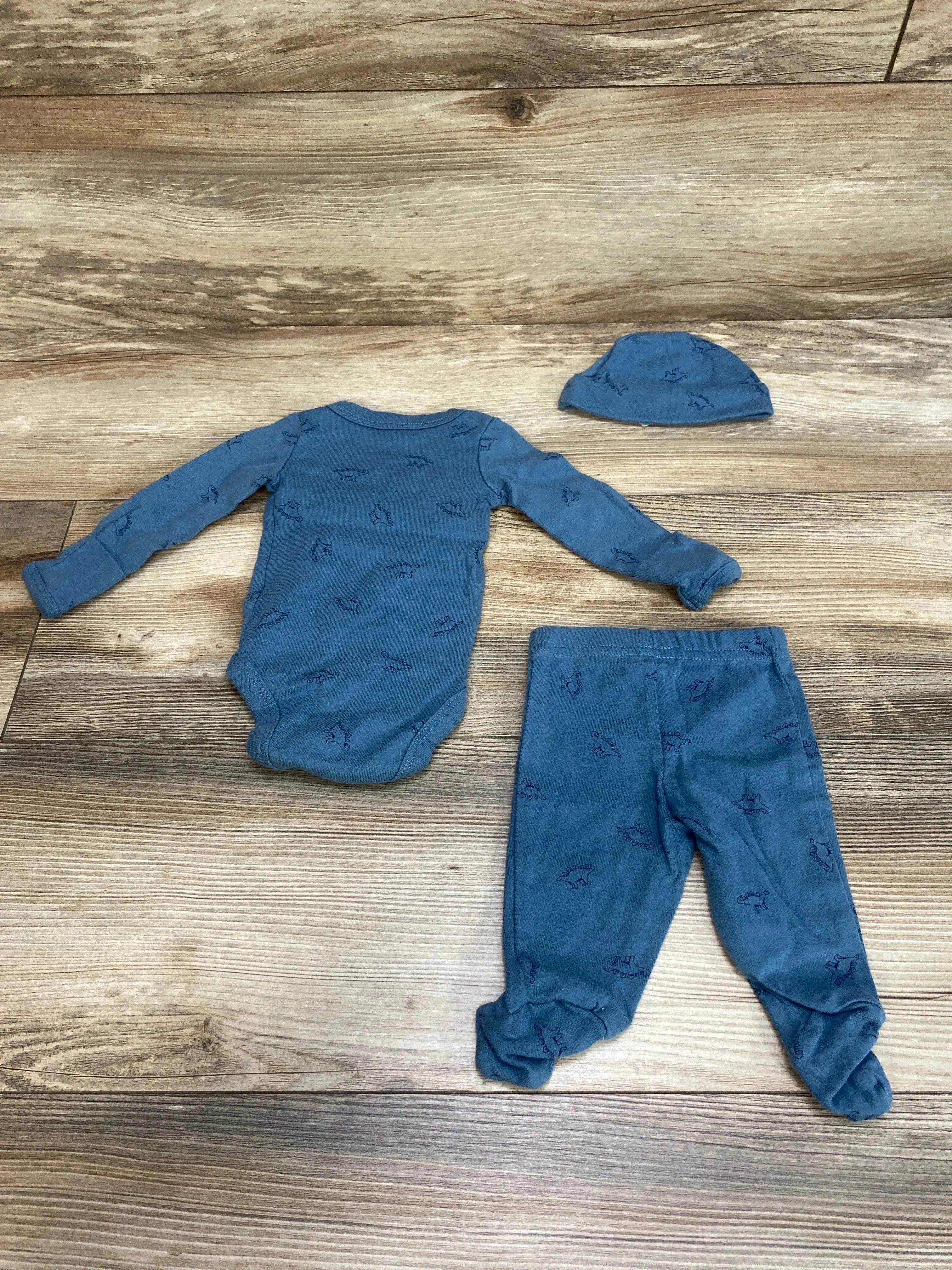 Just One You 3pc Dinosaur Kimono Bodysuit Set Blue sz Newborn
