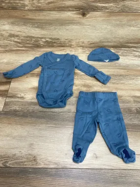 Just One You 3pc Dinosaur Kimono Bodysuit Set Blue sz Newborn