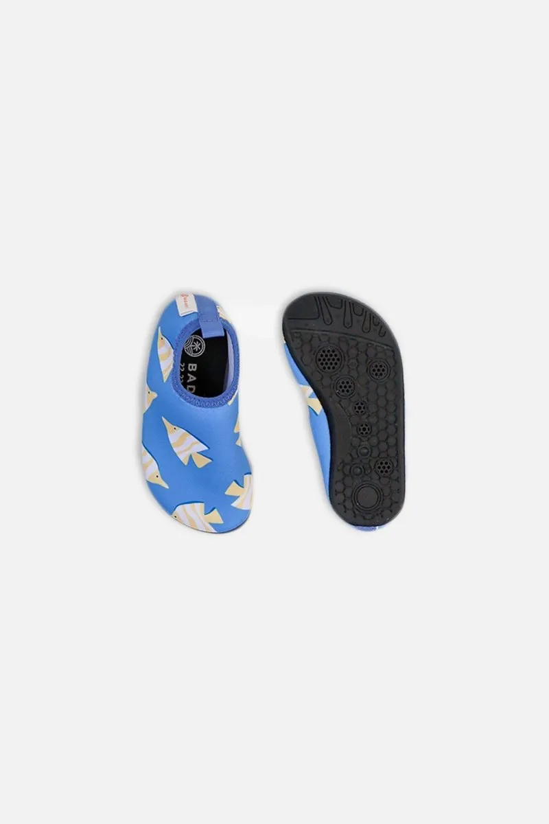 Kids Swimshoes - Yellow Fish BLUE