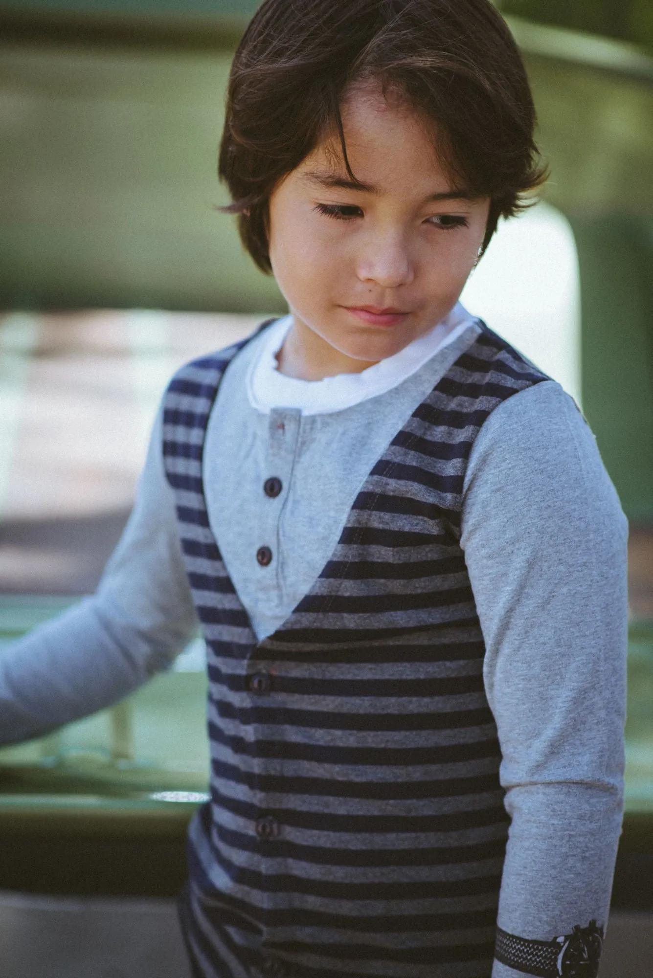 Layered Henley Vest Shirt by: Mini Shatsu