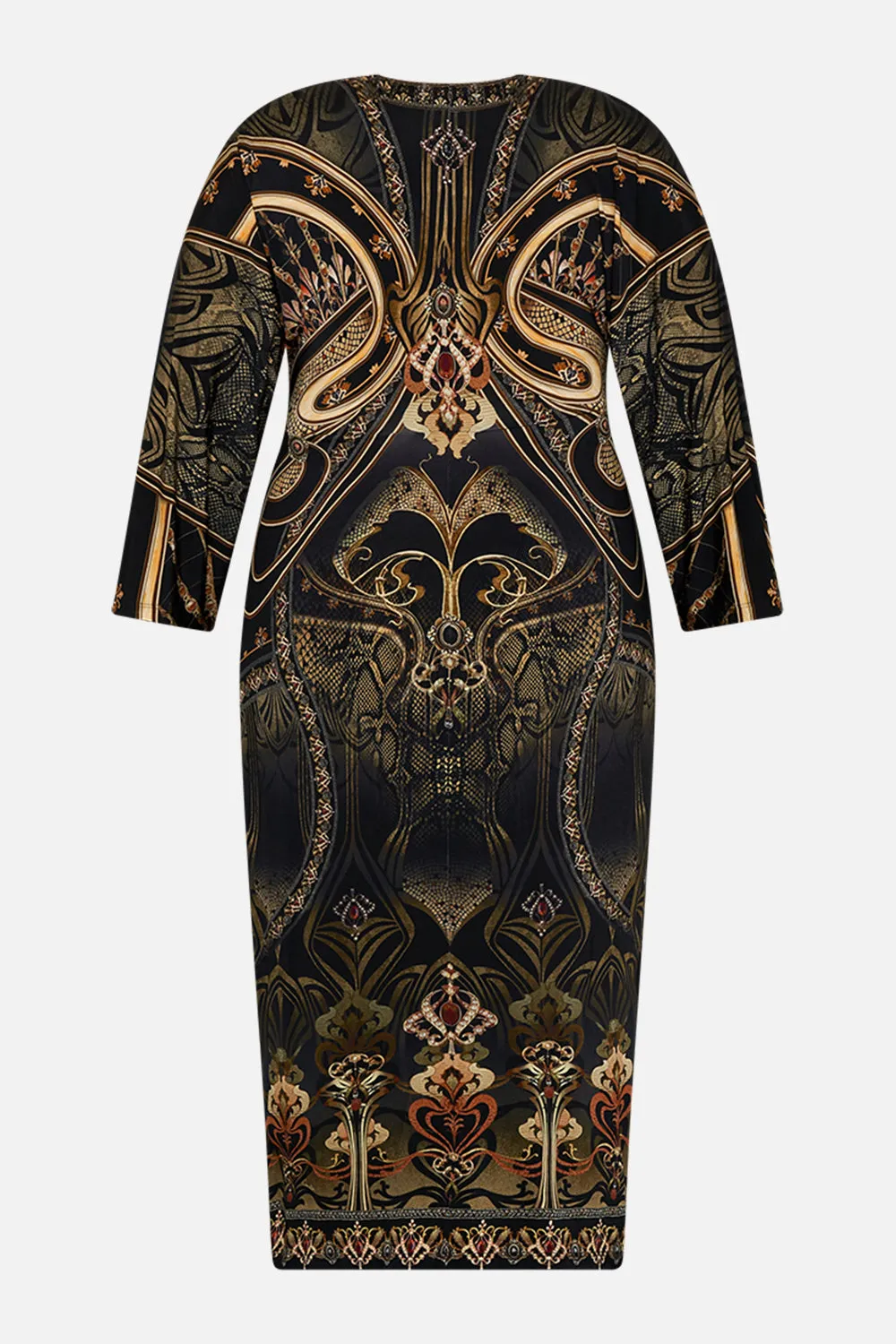 LONG SPLIT FRONT TWIST DRESS NOUVEAU NOIR