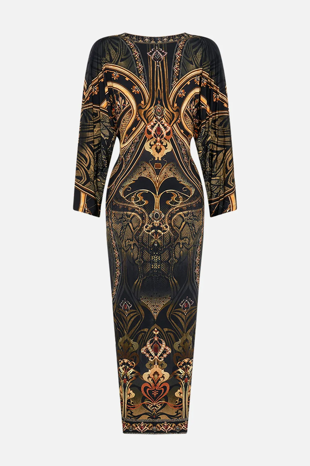 LONG SPLIT FRONT TWIST DRESS NOUVEAU NOIR