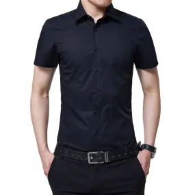 Men Short Sleeve Business Casual Slim Shirt