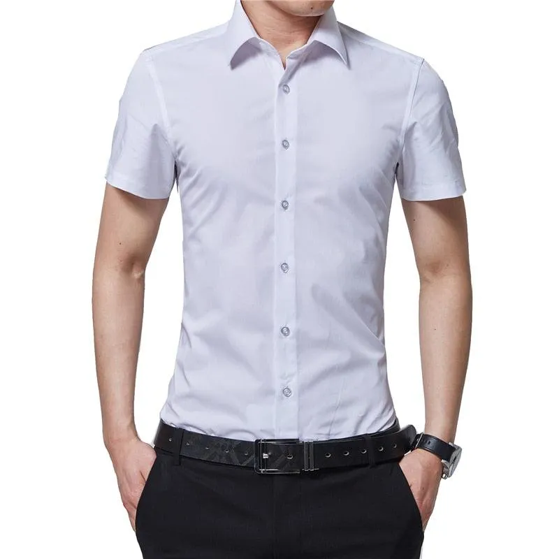 Men Short Sleeve Business Casual Slim Shirt