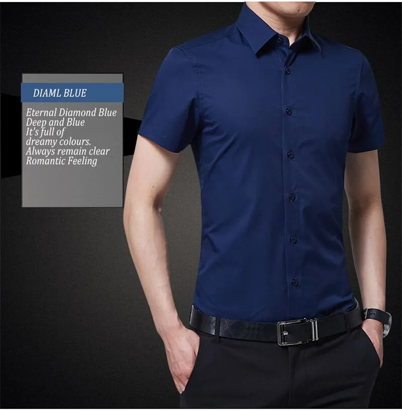Men Short Sleeve Business Casual Slim Shirt