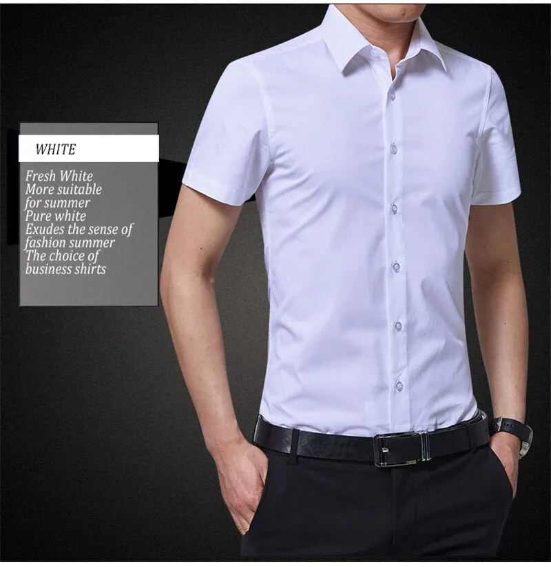 Men Short Sleeve Business Casual Slim Shirt