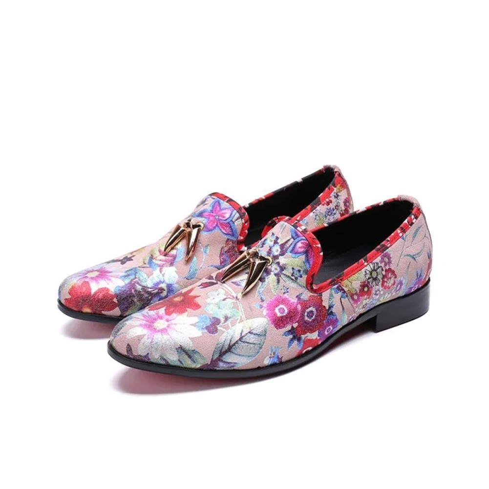 Mens Slip on Printed Oxfords with Decoration