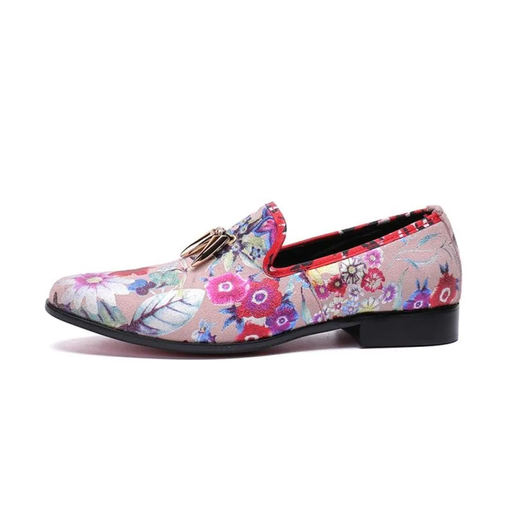 Mens Slip on Printed Oxfords with Decoration