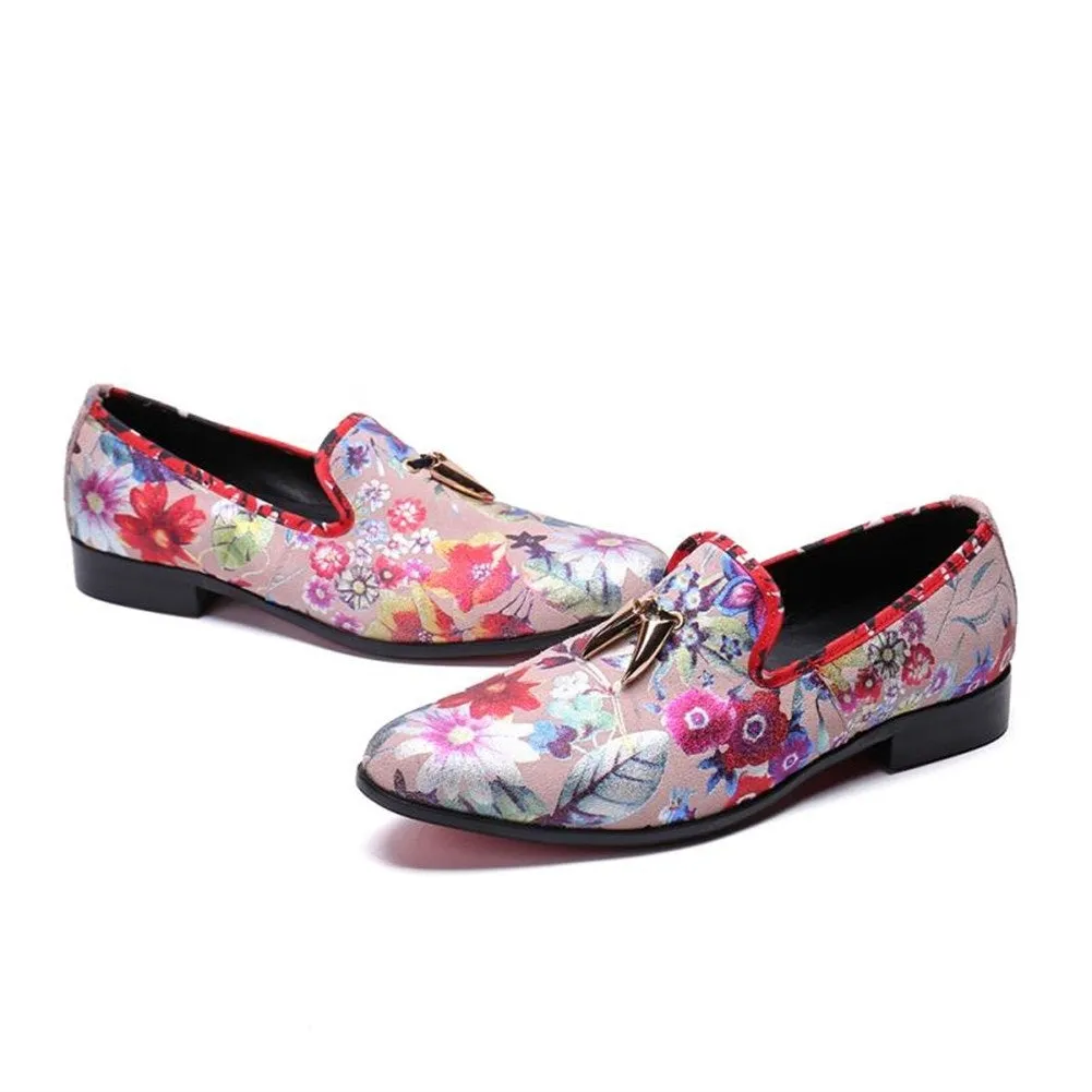 Mens Slip on Printed Oxfords with Decoration