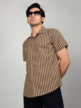 Men's Textured Brown Casual Shirt
