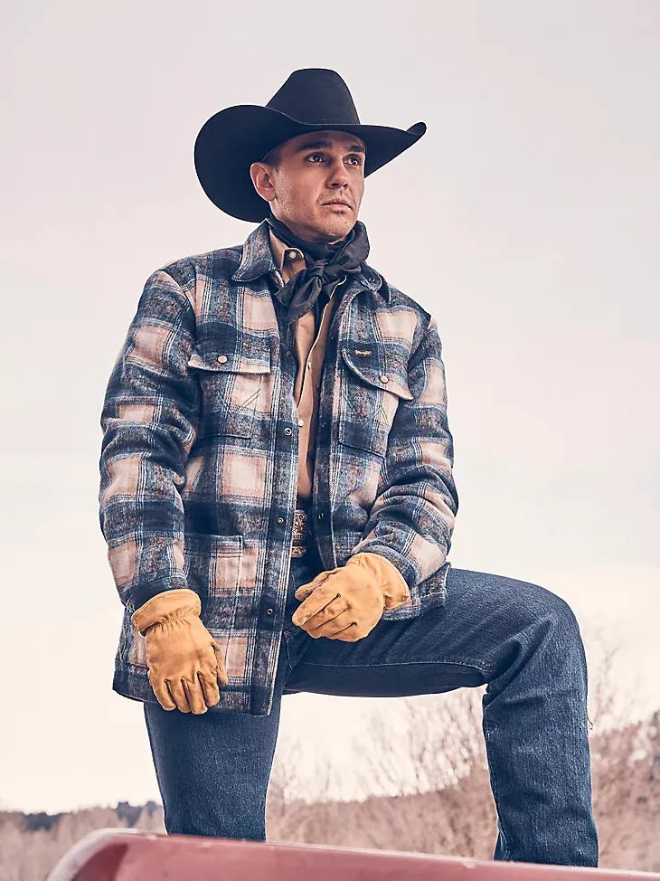 Men’s Wrangler Quilt Lined Flannel Shirt Jacket in Tannin