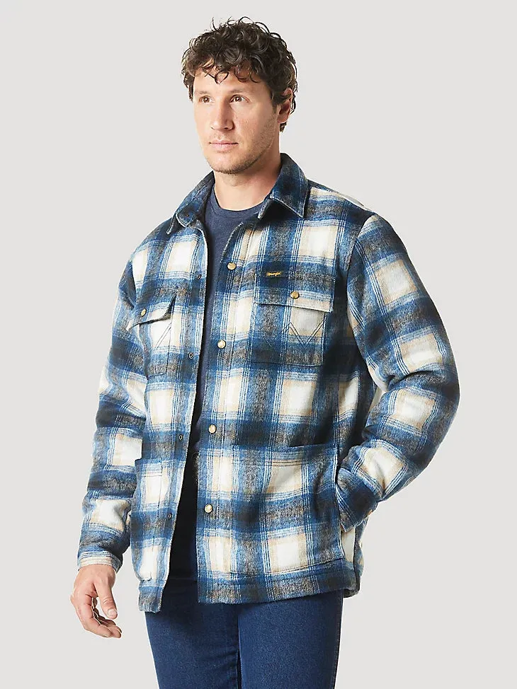 Men’s Wrangler Quilt Lined Flannel Shirt Jacket in Tannin