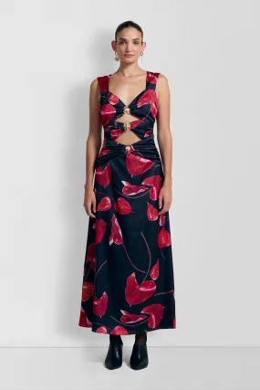 Merci Midi Dress -Noir Anthurium