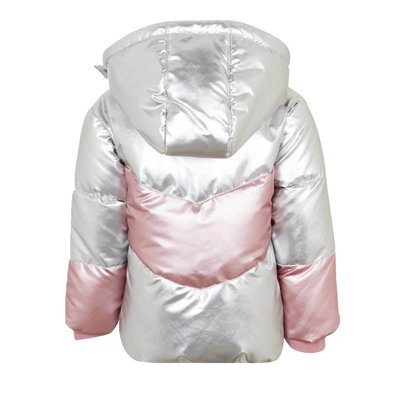Metallic Chevron Quilted Hooded Jacket