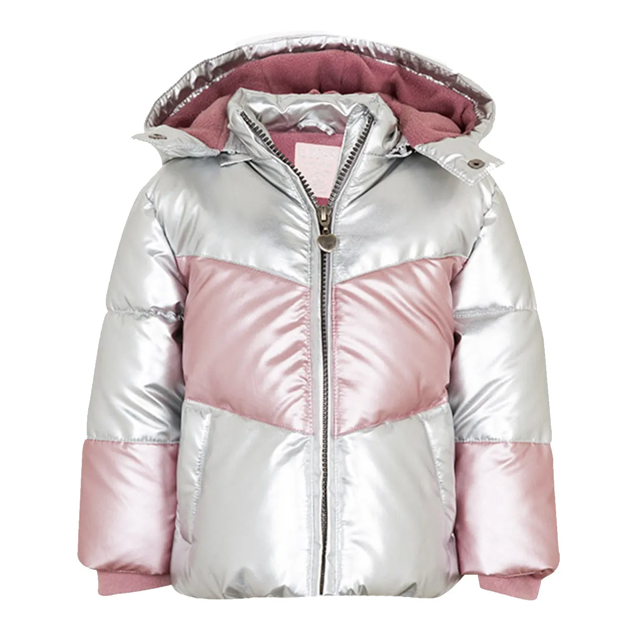 Metallic Chevron Quilted Hooded Jacket