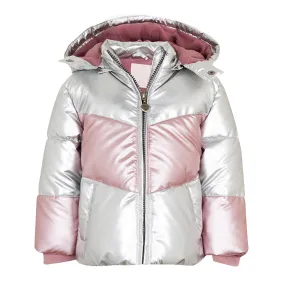 Metallic Chevron Quilted Hooded Jacket