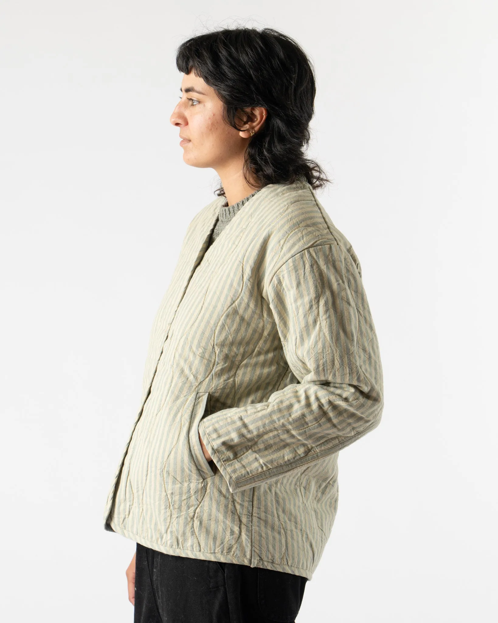 Micaela Greg Quilted Liner in Muted Stripe