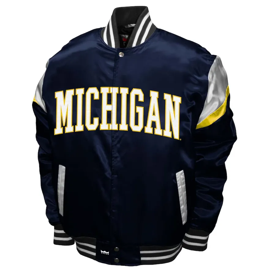 Michigan Wolverines Franchise Club Power Satin Full-Snap Jacket - Navy
