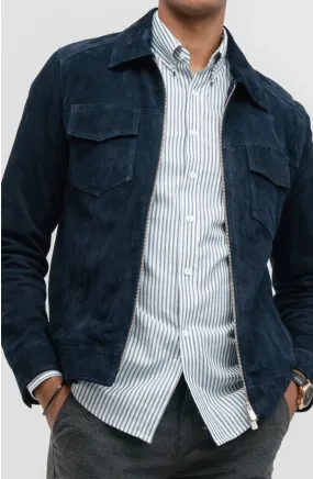 Mount Blue Leather Suede Jacket Men Biker Motorcycle