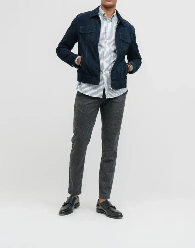 Mount Blue Leather Suede Jacket Men Biker Motorcycle