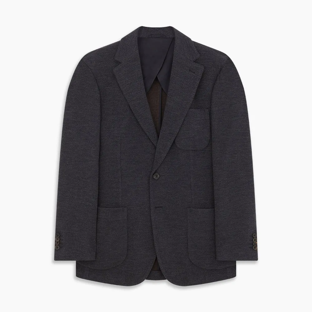 Navy Cashmere Blend Henley Blazer