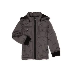 New Nordstrom Urban Republic 'Heat Seal' Quilted Jacket with Zip Off Hood in Grey, Sz 14/16! Retails $90 