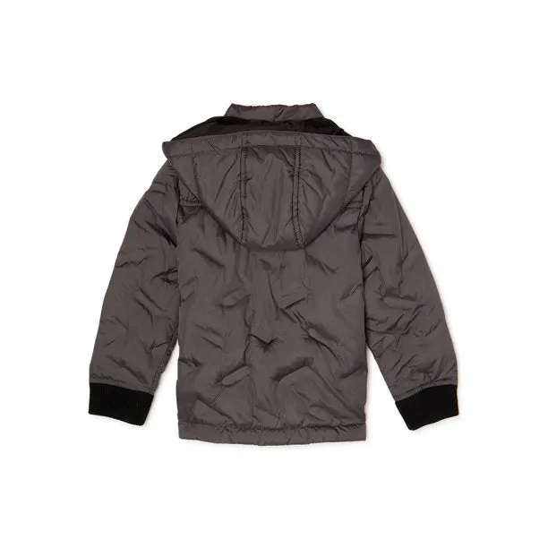 New Nordstrom Urban Republic 'Heat Seal' Quilted Jacket with Zip Off Hood in Grey, Sz 14/16! Retails $90 