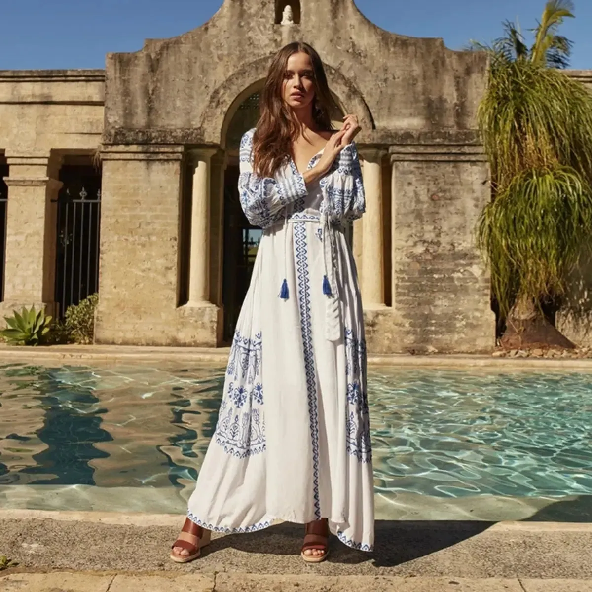 NUBU Embroidery Beach Dress