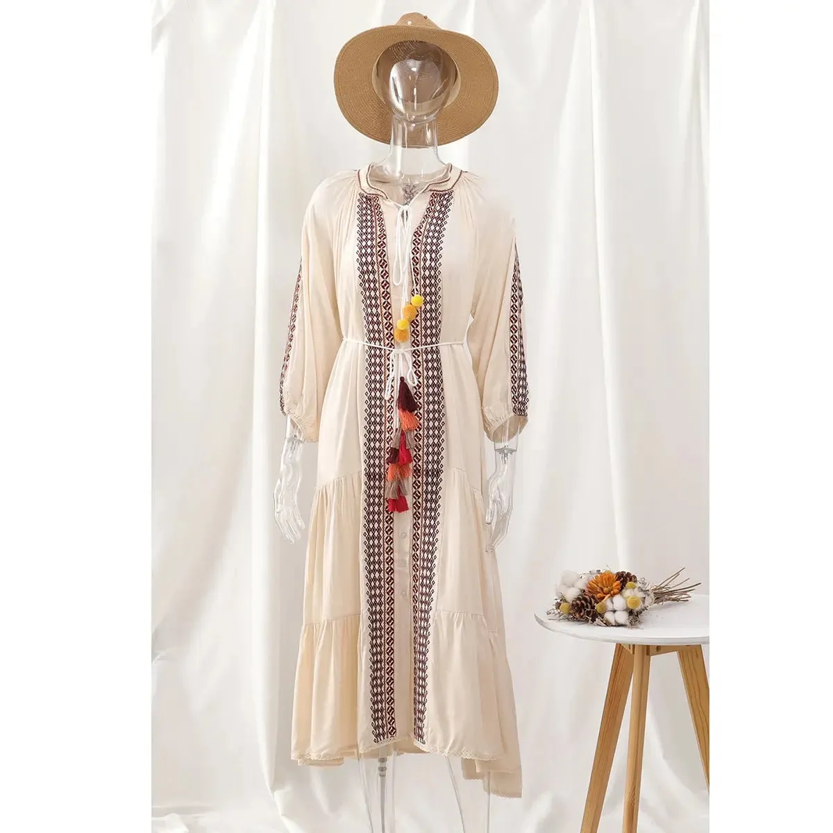 NUBU Embroidery Beach Dress