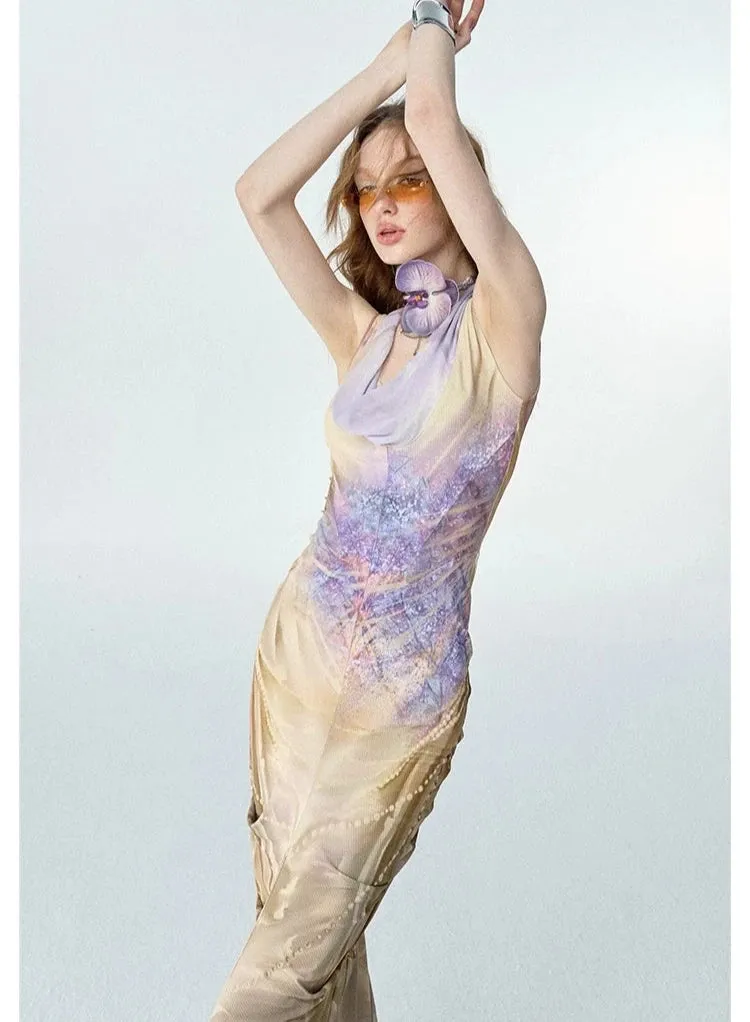 Of Akiva Iridescent Floral Mermaid Gown