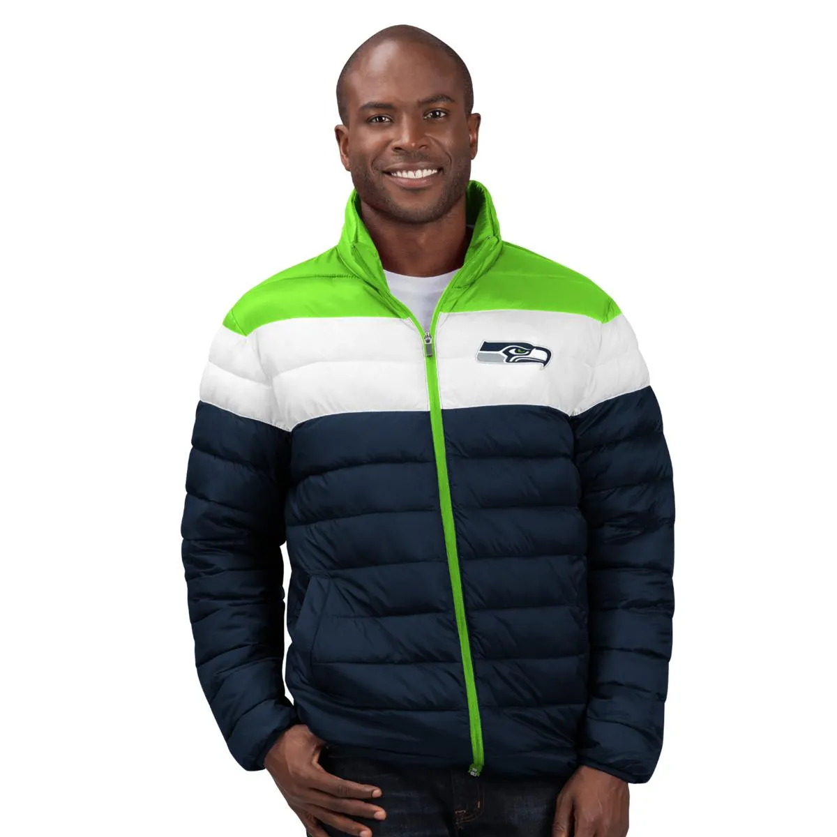 Officially Licensed NFL Men's Cold Front Quilted Puffer Jacket by Glll
