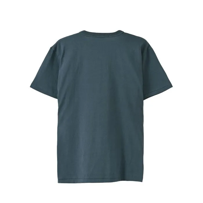 Open-ended henley neck t-shirt indigo "Humpback whale parent-child bond"